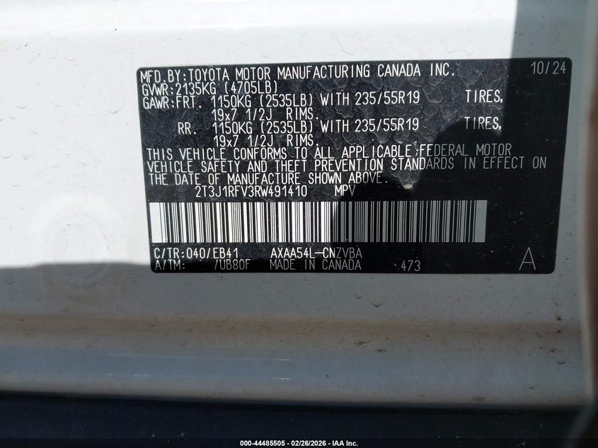 VIN 2T3J1RFV3RW491410 2024 TOYOTA RAV4 ADVENTURE