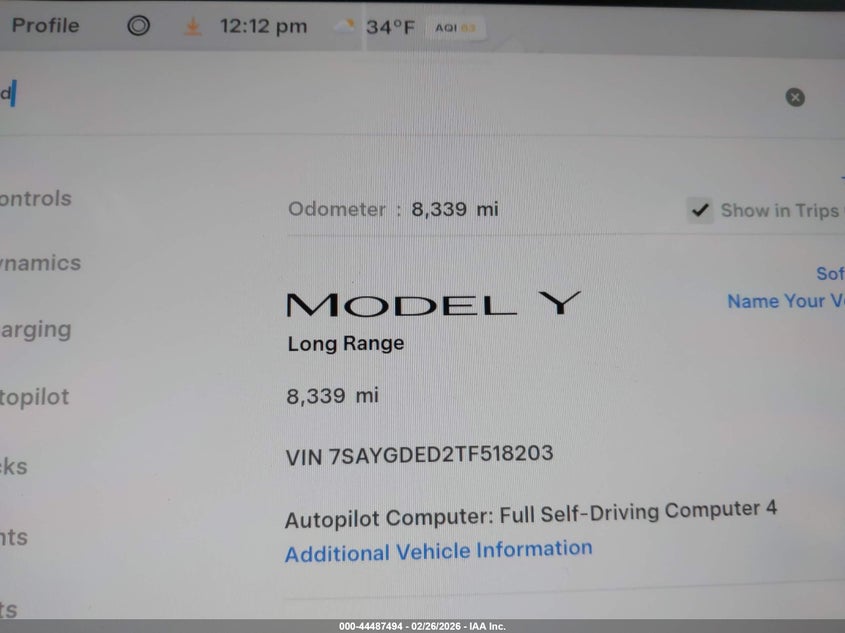 2026 TESLA MODEL Y auction photo 7