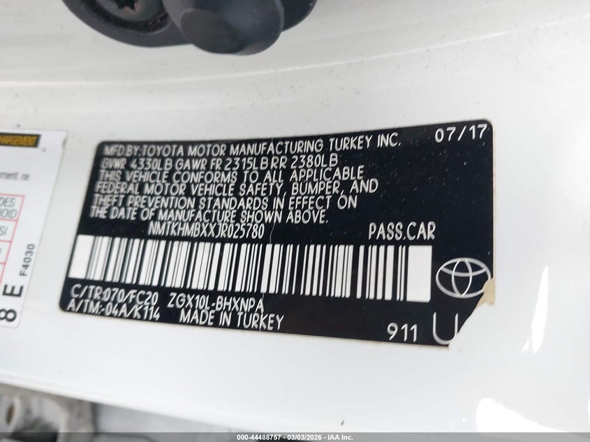 2018 Toyota C-Hr Xle VIN: NMTKHMBXXJR025780 Lot: 44488757