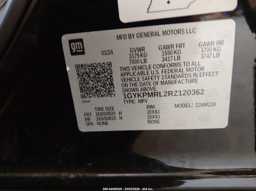 2024 Cadillac Lyriq Tech W/1Sa VIN: 1GYKPMRL2RZ120362 Lot: 44489320