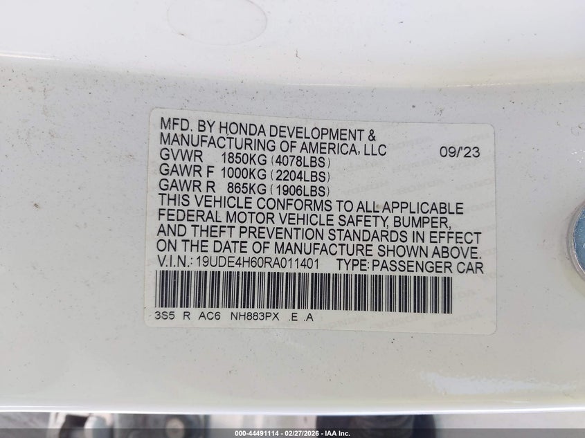 2024 Acura Integra A-Spec Technology VIN: 19UDE4H60RA011401 Lot: 44491114