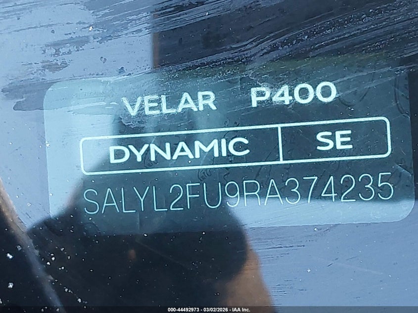 2024 Land Rover Range Rover Velar P400 Dynamic Se VIN: SALYL2FU9RA374235 Lot: 44492973