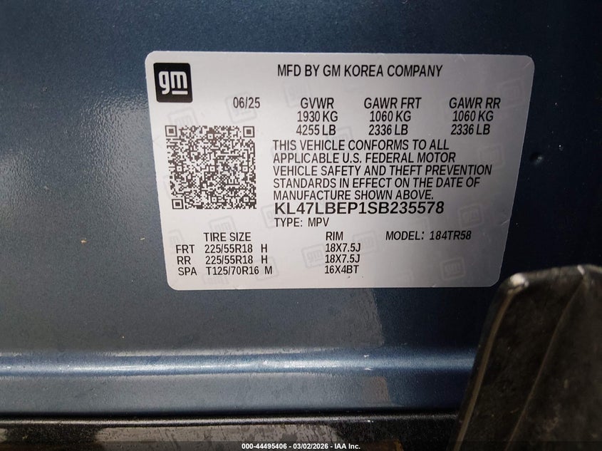 2025 Buick Envista Sport Touring Fwd VIN: KL47LBEP1SB235578 Lot: 44495406