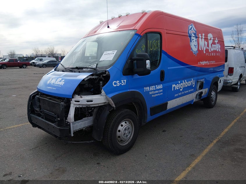 Vin: 3c6lrvdgxme519732, lot: 44993244, ram promaster 2500 high roof 159 wb 20212