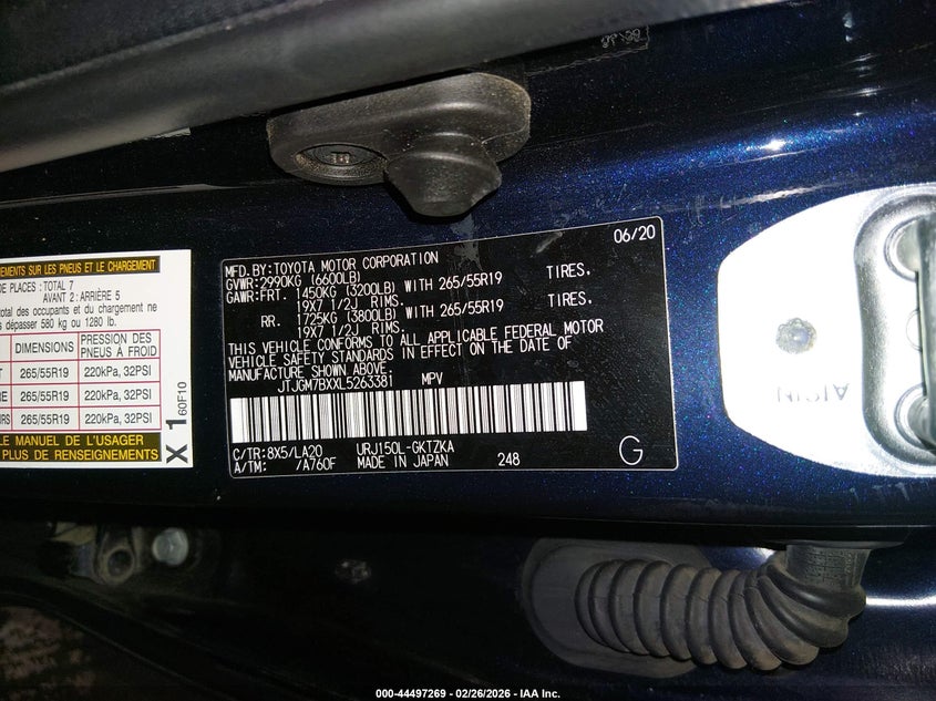 2020 Lexus Gx 460 Luxury VIN: JTJGM7BXXL5263381 Lot: 44497269