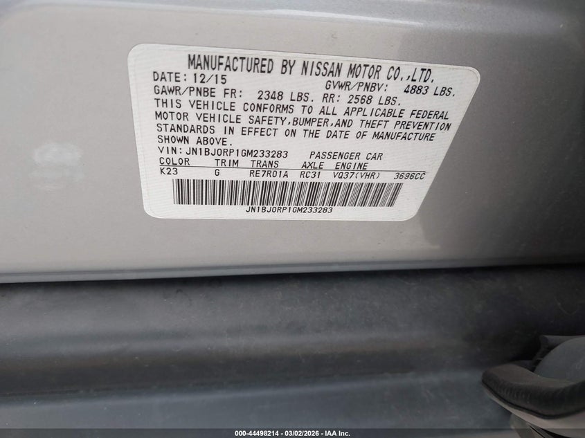 2016 Infiniti Qx50 VIN: JN1BJ0RP1GM233283 Lot: 44498214