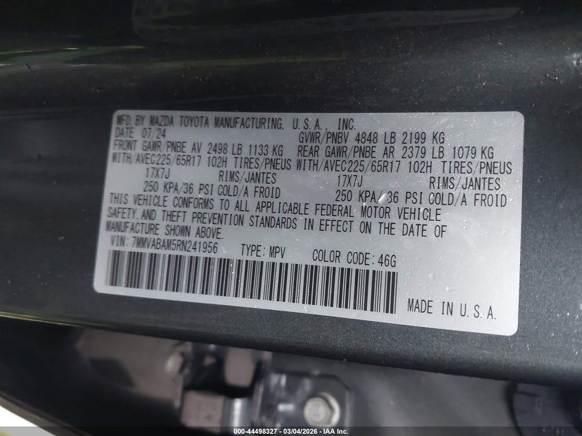 2024 Mazda Cx-50 2.5 S Select VIN: 7MMVABAM5RN241956 Lot: 44498327