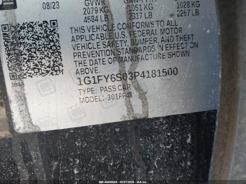 2023 Chevrolet Bolt Euv Fwd Lt VIN: 1G1FY6S03P4181500 Lot: 44498555