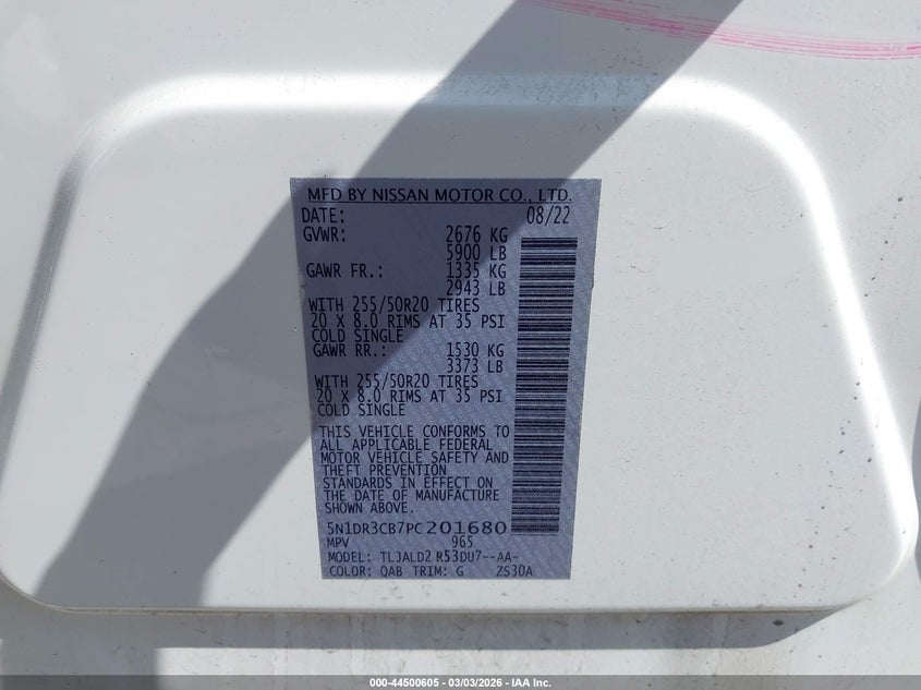 VIN 5N1DR3CB7PC201680 2023 NISSAN PATHFINDER SL FWD
