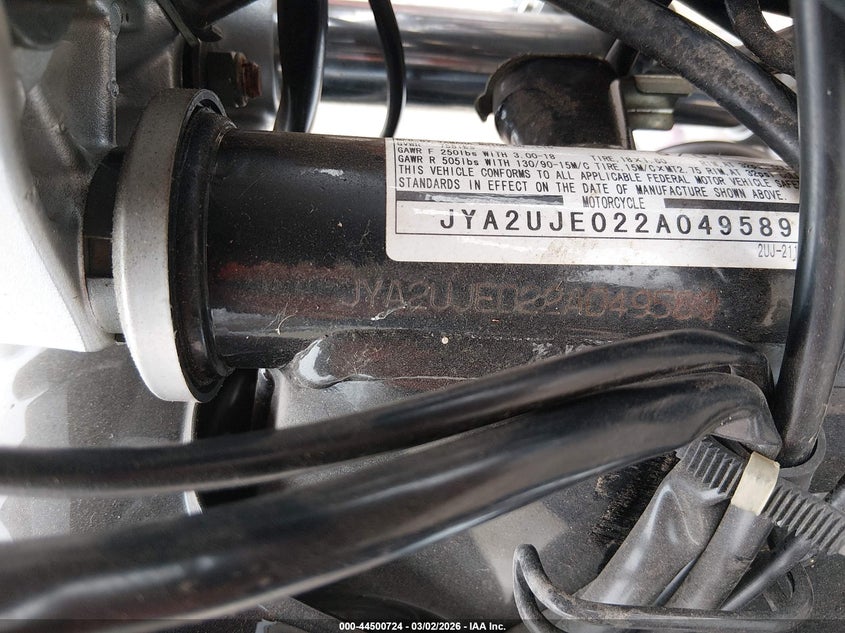 2002 Yamaha Xv250 VIN: JYA2UJE022A049589 Lot: 44500724