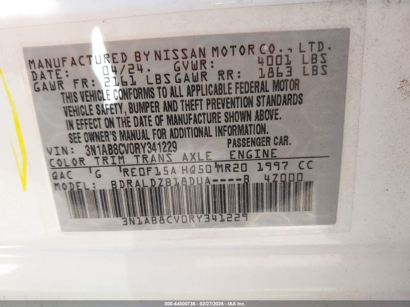 VIN 3N1AB8CV0RY341229 2024 NISSAN SENTRA SV XTRONIC CVT