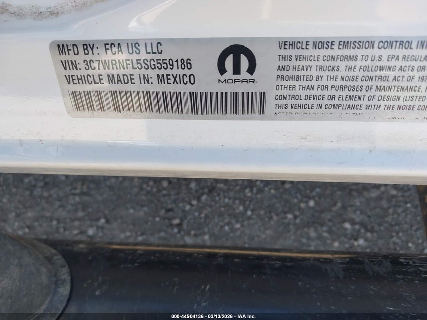 2025 Ram 5500 Chassis Tradesman/Big Horn VIN: 3C7WRNFL5SG559186 Lot: 44504136