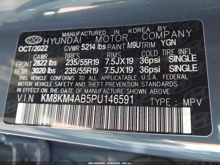 VIN KM8KM4AB5PU146591 2023 HYUNDAI IONIQ 5 SE STANDARD RANGE