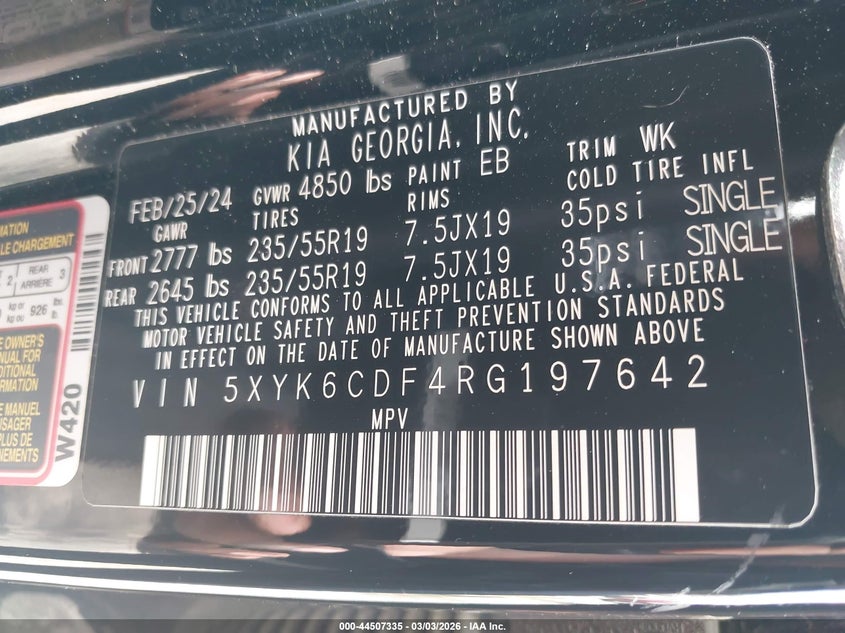 2024 Kia Sportage X-Line VIN: 5XYK6CDF4RG197642 Lot: 44507335