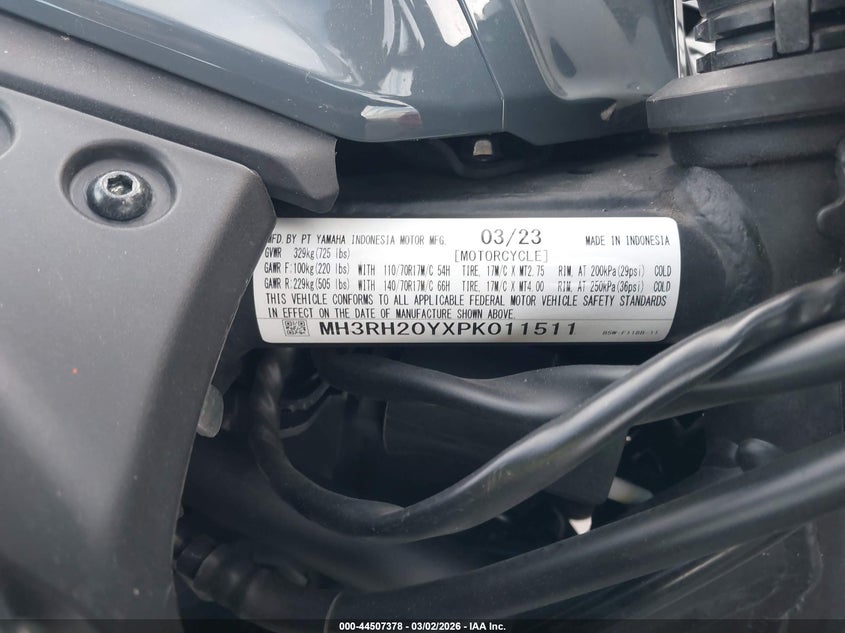 2023 Yamaha Mt-03 VIN: MH3RH20YXPK011511 Lot: 44507378