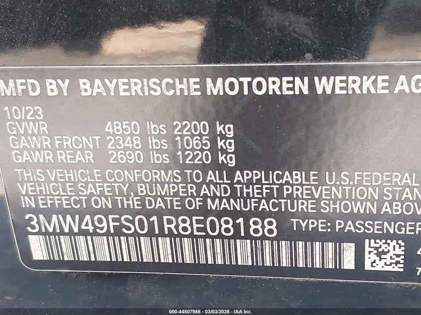 2024 BMW 3ER SEDAN 3.0L I-6 DI, DOHC, VVT, TURBO, 382HP