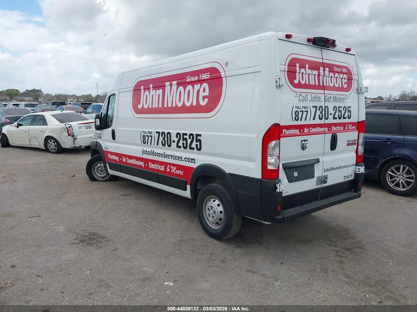 Vin: 3c6lrvdg1ne101321, lot: 45004888, ram promaster 2500 high roof 159 wb 20223