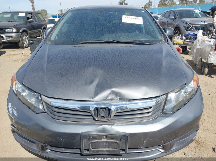 2012 Honda Civic 1.8 Ex-L grey Lot 111044509475 Vin 2HGFB2F9XCH598668