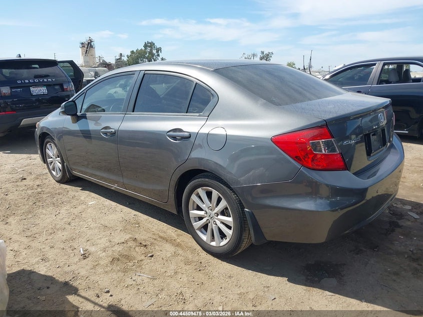 2012 Honda Civic 1.8 Ex-L grey Lot 111044509475 Vin 2HGFB2F9XCH598668