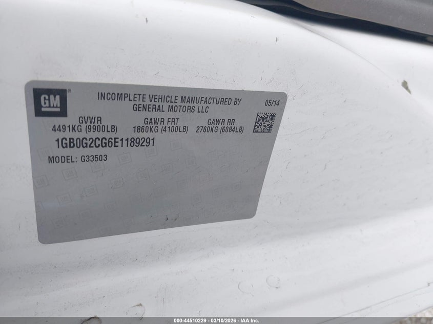 2014 CHEVROLET EXPRESS CUTAWAY 3500 N/A