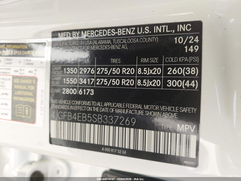 2025 Mercedes-Benz Gle 350 VIN: 4JGFB4EB5SB337269 Lot: 44514147