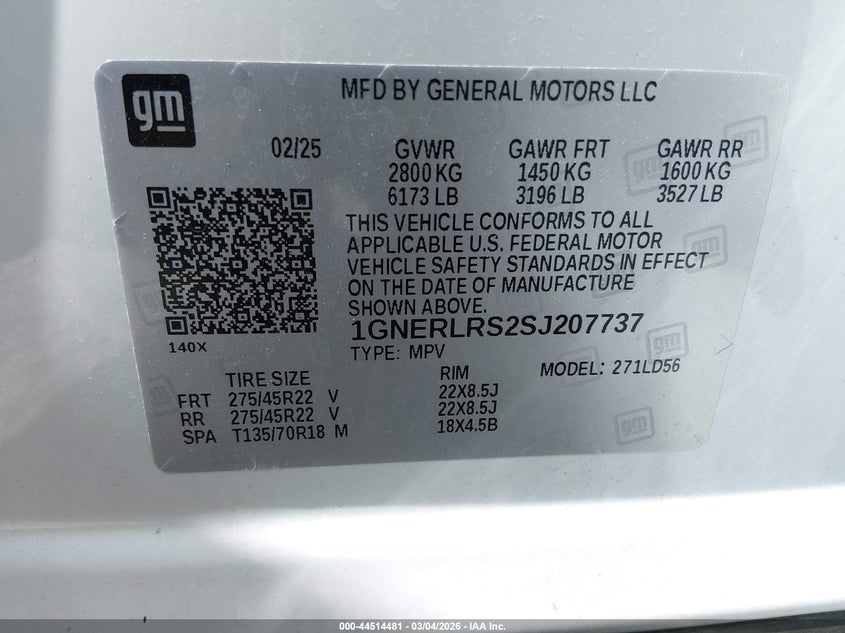 2025 Chevrolet Traverse Fwd Rs VIN: 1GNERLRS2SJ207737 Lot: 44514481