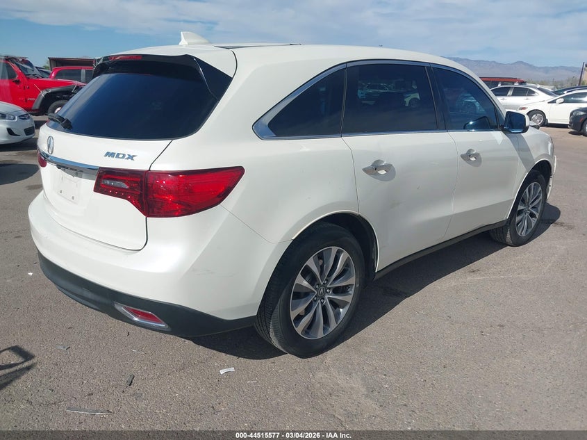 Vin: 5fryd3h47gb013225, lot: 45012339, acura mdx technology   acurawatch plus packages/technology package 20164