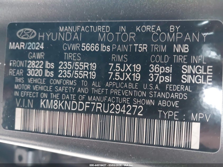 2024 Hyundai Ioniq 5 Sel VIN: KM8KNDDF7RU294272 Lot: 44516427