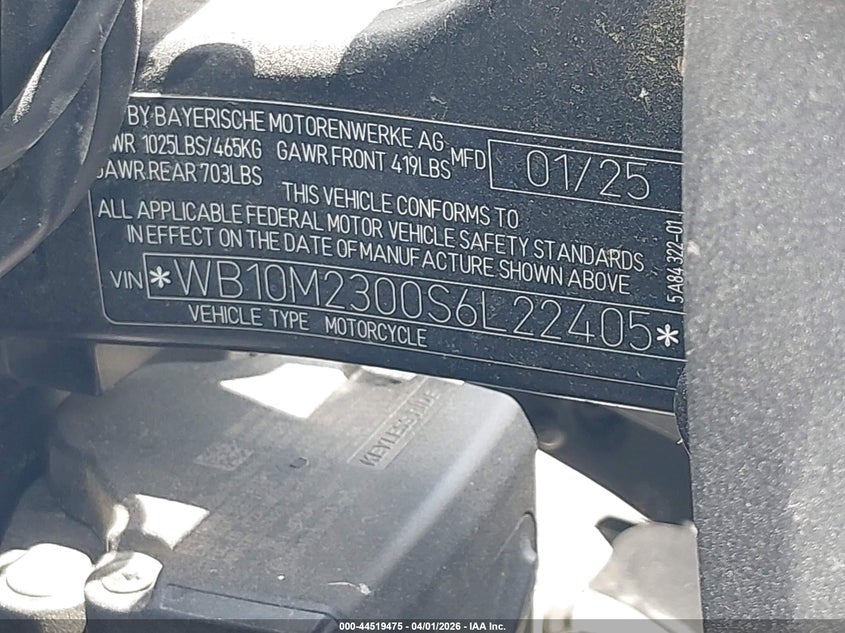 2025 BMW R 1300 Gs VIN: WB10M2300S6L22405 Lot: 44519475