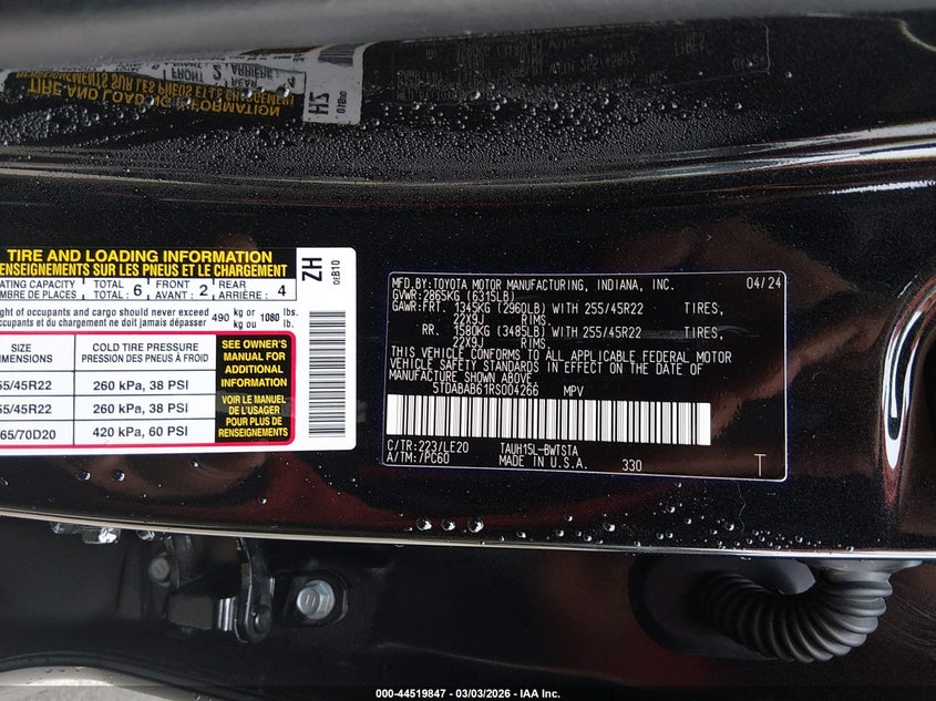 2024 Lexus Tx 500H F Sport Luxury VIN: 5TDABAB61RS004266 Lot: 44519847