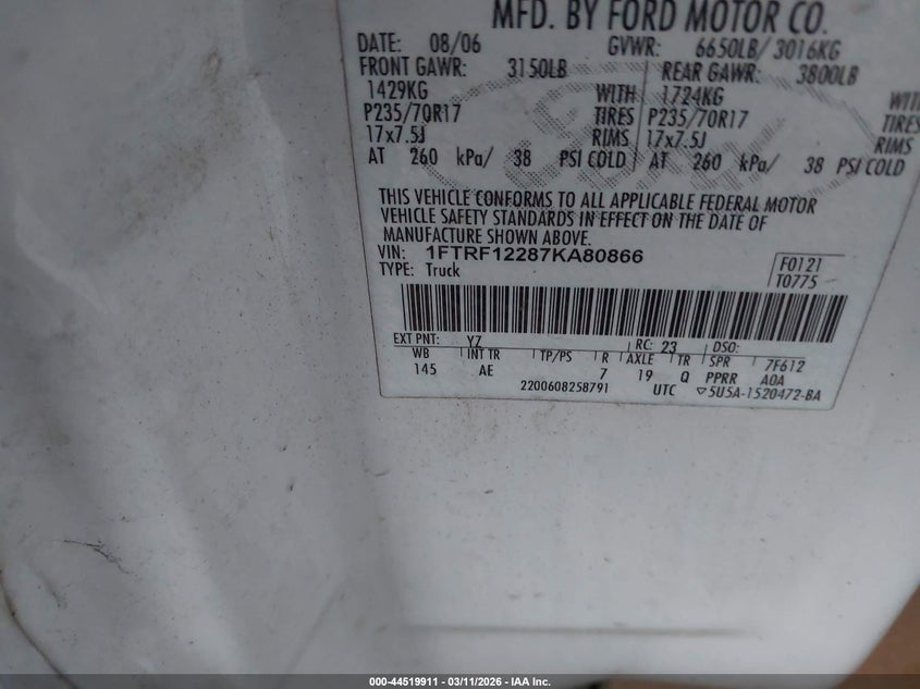 2007 FORD F-150 TRUCK 4.2L V-6 202HP