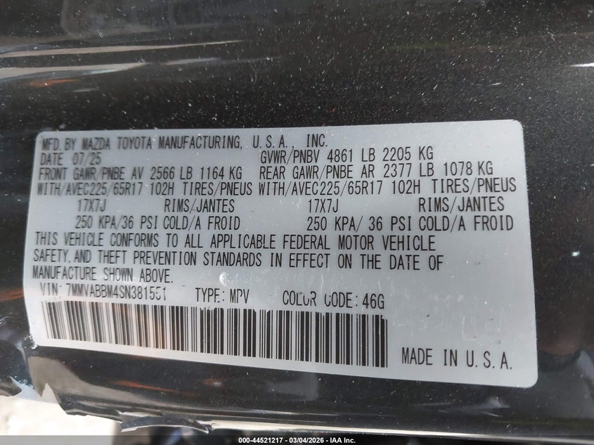 2025 Mazda Cx-50 2.5 S Preferred Package VIN: 7MMVABBM4SN381551 Lot: 44521217