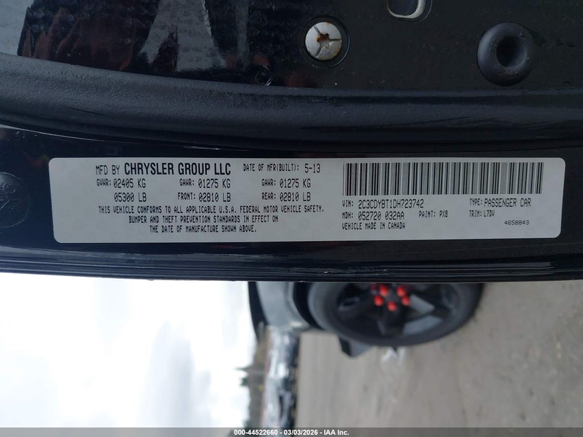 2013 Dodge Challenger R/T VIN: 2C3CDYBT1DH723742 Lot: 44522660