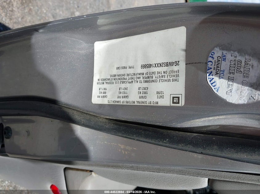 1999 Buick Regal Ls VIN: 2G4WB52KXX1485869 Lot: 44522884