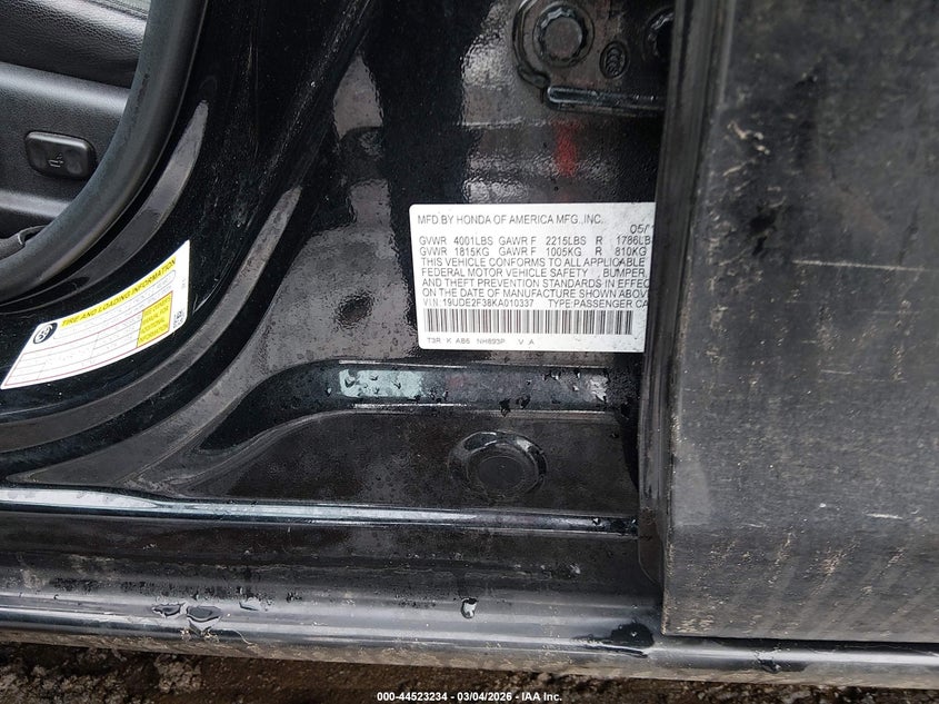 2019 Acura Ilx Standard VIN: 19UDE2F38KA010337 Lot: 44523234