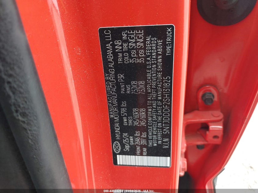 2025 Hyundai Santa Cruz Xrt VIN: 5NTJDDDF2SH131825 Lot: 44524284