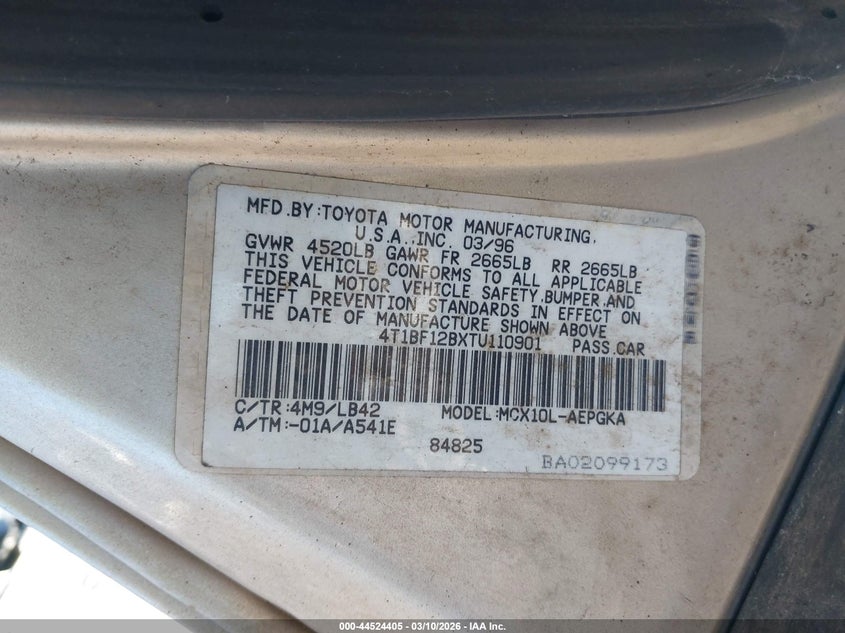 1996 Toyota Avalon Xl/Xls VIN: 4T1BF12BXTU110901 Lot: 44524405