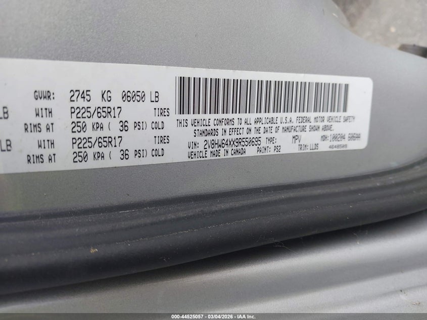 2009 Volkswagen Routan Sel Premium VIN: 2V8HW64XX9R550695 Lot: 44525057