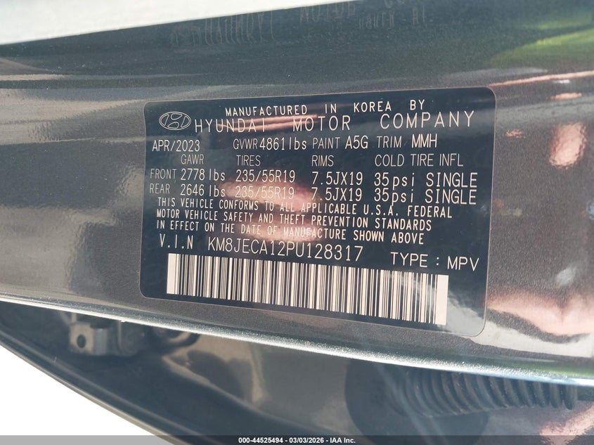 VIN KM8JECA12PU128317 2023 HYUNDAI TUCSON HYBRID LIMITED