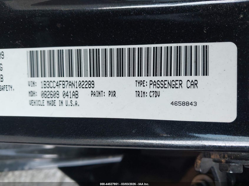 2010 Dodge Avenger Sxt VIN: 1B3CC4FB7AN102289 Lot: 44527951