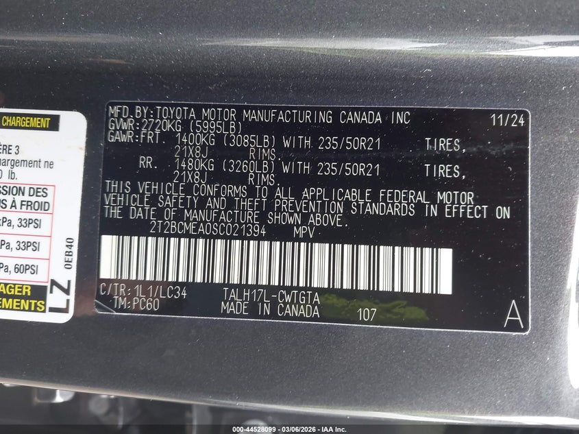 VIN: 2T2BCMEA0SC021394 2025 LEXUS RX 500H F SPORT PERFORMANCE
