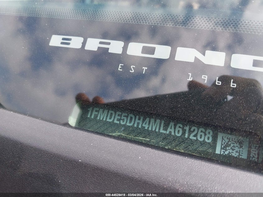 FORD BRONCO 2021 VIN 1FMDE5DH4MLA61268