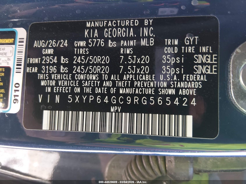 2024 Kia Telluride S VIN: 5XYP64GC9RG565424 Lot: 44528689