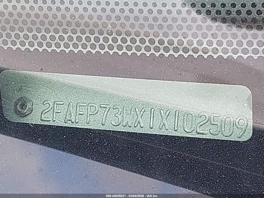 2001 Ford Crown Victoria VIN: 2FAFP73WX1X102509 Lot: 44529221