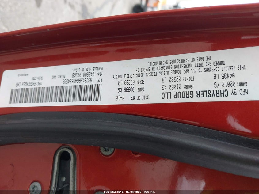 2010 Dodge Caliber Sxt VIN: 1B3CB4HA6AD594536 Lot: 44531915