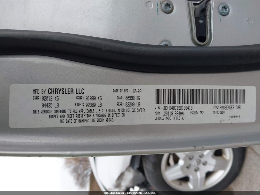 2009 Dodge Caliber Sxt VIN: 1B3HB48C19D198419 Lot: 44533204