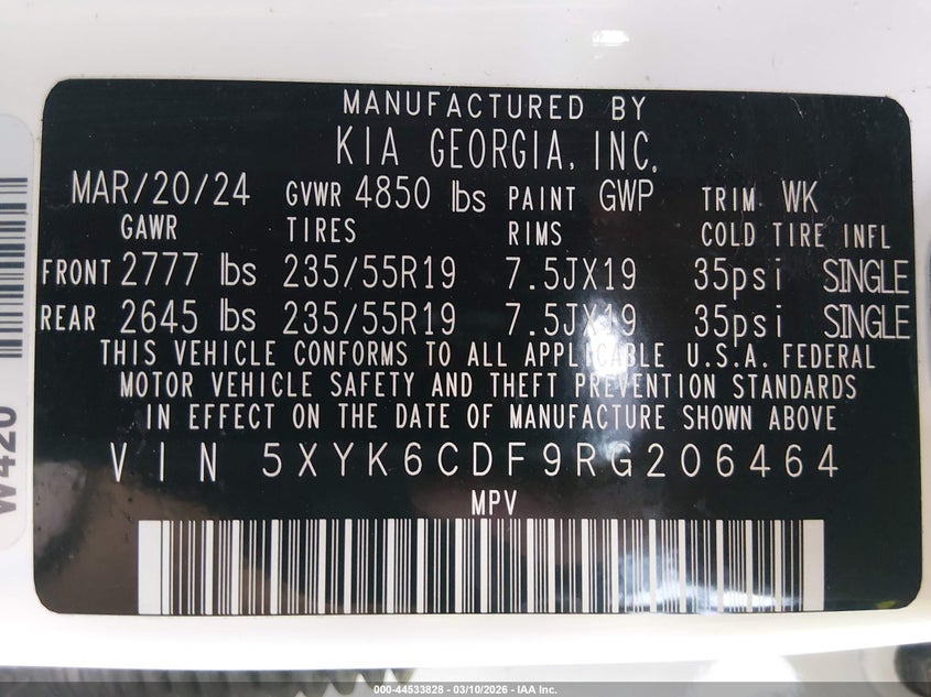 2024 KIA SPORTAGE 2.5L I-4 DI, DOHC, V(VIN: 5XYK6CDF9RG206464