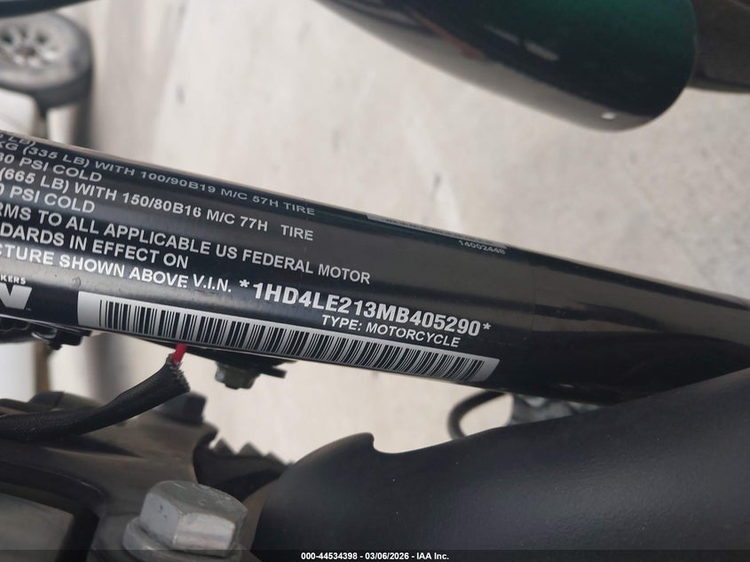 2021 Harley-Davidson Xl883 N VIN: 1HD4LE213MB405290 Lot: 44534398