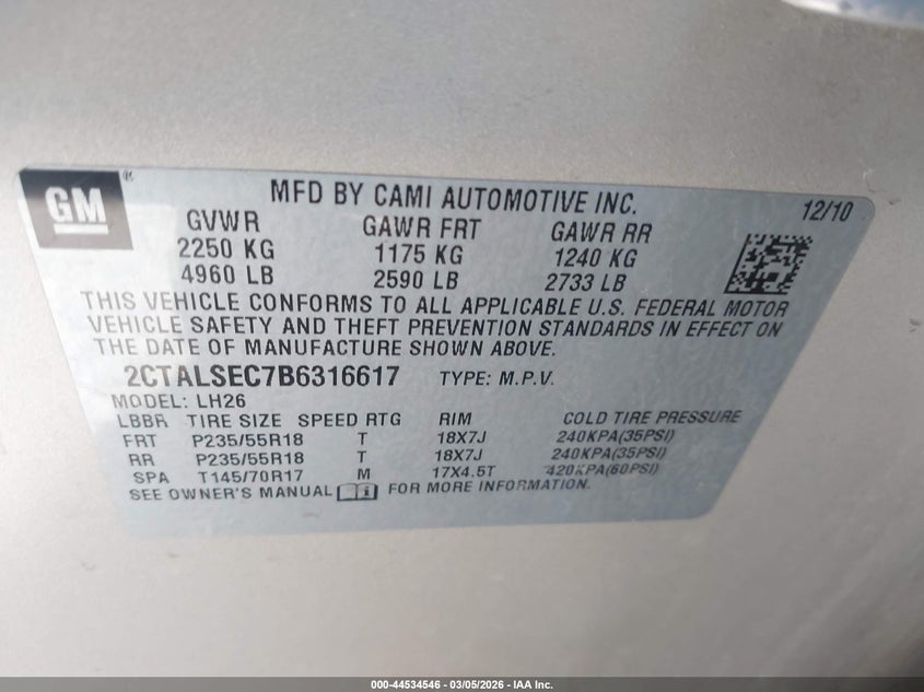 2011 Gmc Terrain 2.4 Sle-2 gold Lot 111044534546 Vin 2CTALSEC7B6316617