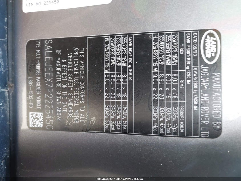 2023 Land Rover Defender 110 S VIN: SALEJEEX7P2225450 Lot: 44535507